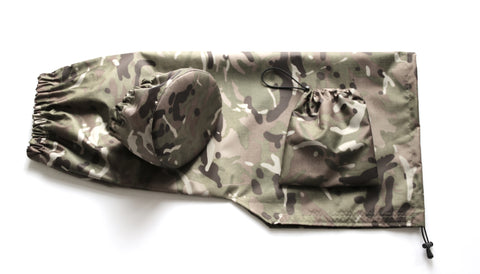 For SONY lens Range Waterproof EREBIS Print Camo Camera Lens Rain Cover, CAP & Pouch SET