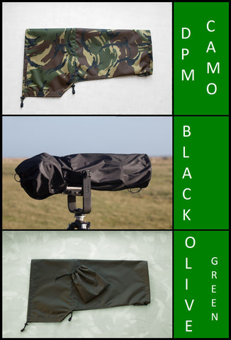 Waterproof Lens Rain Cover For Sigma 120-400 DG OS HSM in DPM Camo, Olive green, Black colours